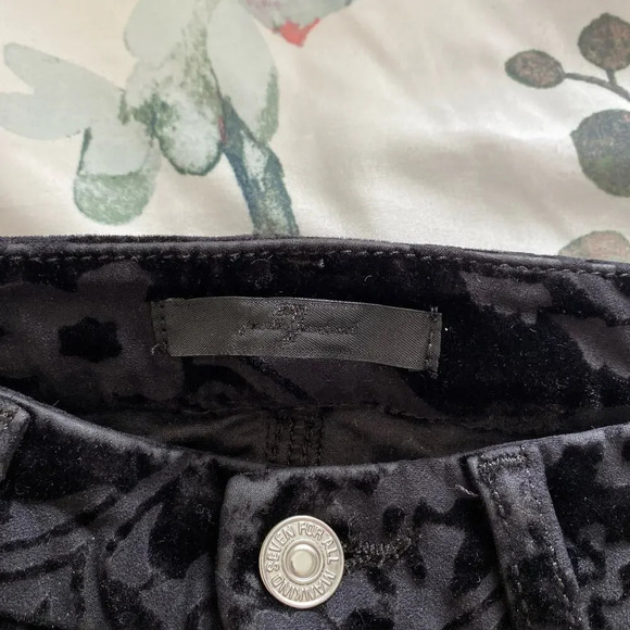 7FAM Black Velvet Paisley Pants‎ Ankle Skinny Size 25 Boho READ - Picture 4 of 12